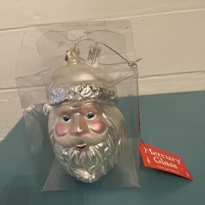Dept 56 Mercury Glass Oversized Santa Ornament Rare Holiday Christmas